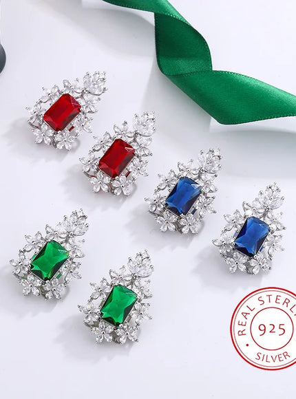 💋 Luxury 925 Silver Plated Square Earrings - AAA Zircon