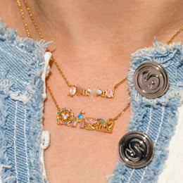18K Gold Plated Colored Zircon Inlaid Amusement Park Pendant Necklace Cute Sweet Design Versatile Fashion Jewelry Girl 's Gift
