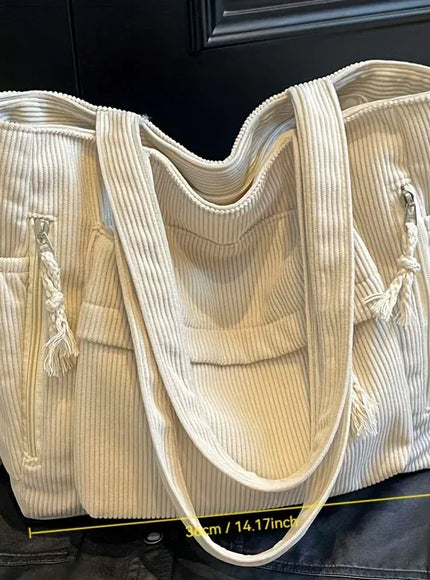 Women's Corduroy Multi-pocket Shoulder Handbag – Commuting