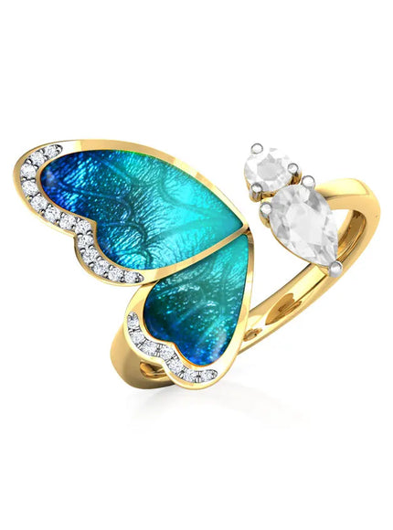 Kissicon Adjustable Blue Butterfly Zircon Ring – Gift