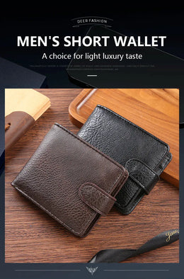 Casual Wallet For Men Leather Short Hasp Man Wallets Durable Coin Pouch Male Slim Bifold Photo ID Card Holders Purse Money Clip
