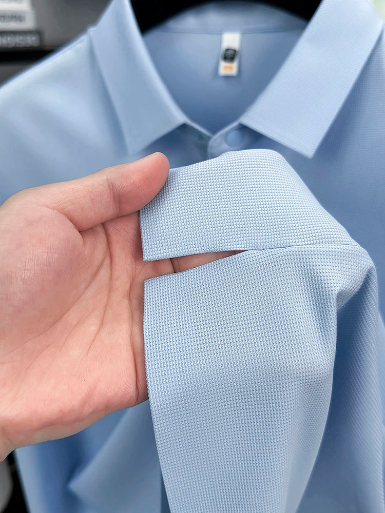 2025 Men's Sporty Polo Waffle Shirt | Moisture-Wicking Golf Tennis Top Sizes S-5XL, Snap Buttons, 7A Antibacterial High Quality