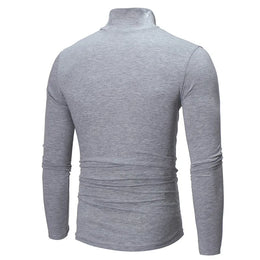 1/2pcs Autumn  Winter Men's High Neck T-shirt Slim Fit Fashion High Elastic Long Sleeve Casual Breathable Apparel Pullover