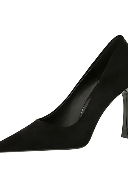 Fashion Suede Black Women Simple Pumps Wine Glasses
