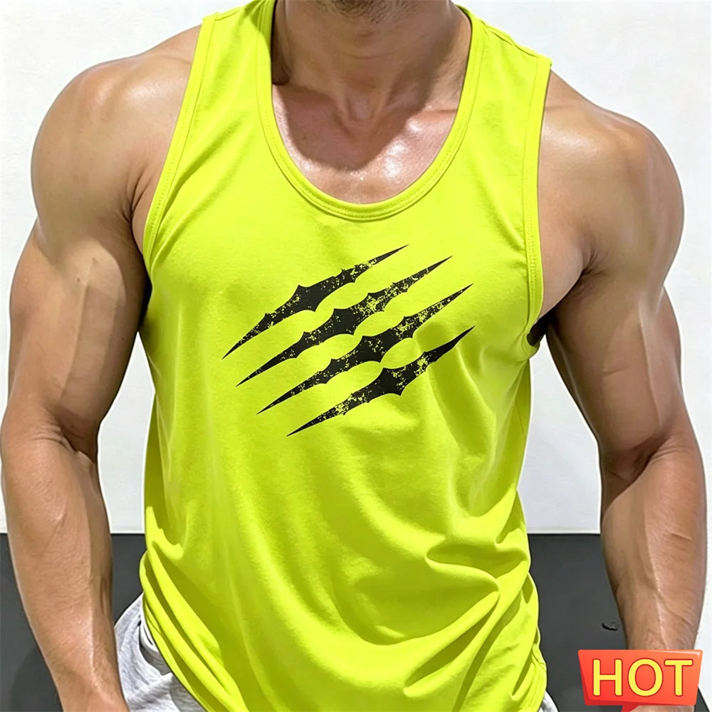 Summer scratch fitness vests men round neck sleeveless T-shirt Hard guy gym tank top men quick-dry men's t-shirts and tank tops