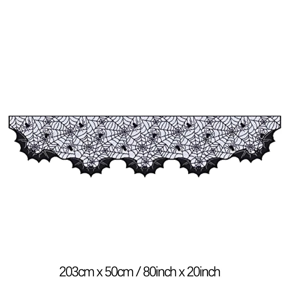 Halloween Table Runner Tablecloth Spider Web Halloween Black Fireplace Mantel Cover for Home Party Halloween Decoration