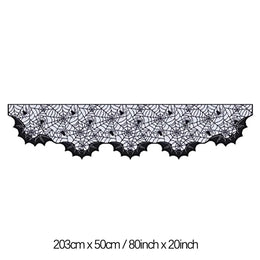 Halloween Table Runner Tablecloth Spider Web Halloween Black Fireplace Mantel Cover for Home Party Halloween Decoration