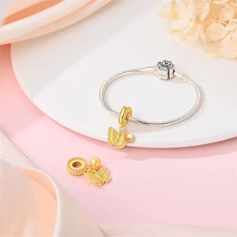 KissICON 925 Silver Gemstone Universe Starry Sky Flower Gold Bead Pendant Suitable For Pan 925 Original Bracelet Diy Jewelry