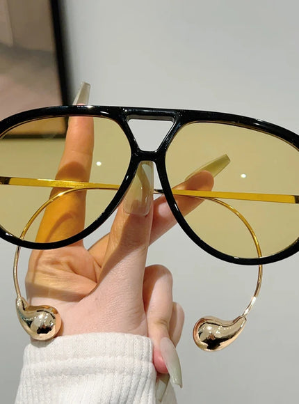 Oversized Double Bridge Pilot Sunglasses