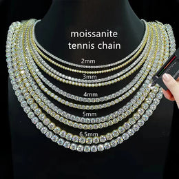 D VVS1 Moissanite Tennis Bracelet Original s925 Sterling Silver Plated 18k White Gold with GRA Necklace for Women Man