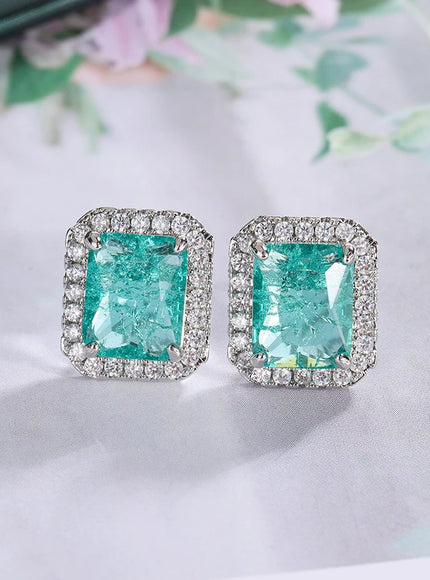 KissIcon 925 Sterling Silver Earrings -Green Zircon Sparkle