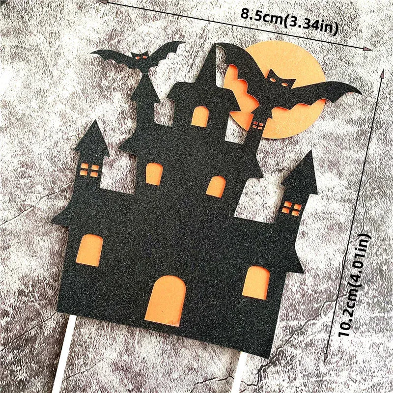2025 Halloween Cake Decorations Pumpkin Ghost Black Castle Haunted Houses Cake Toppers for Happy Halloween Party Supplies