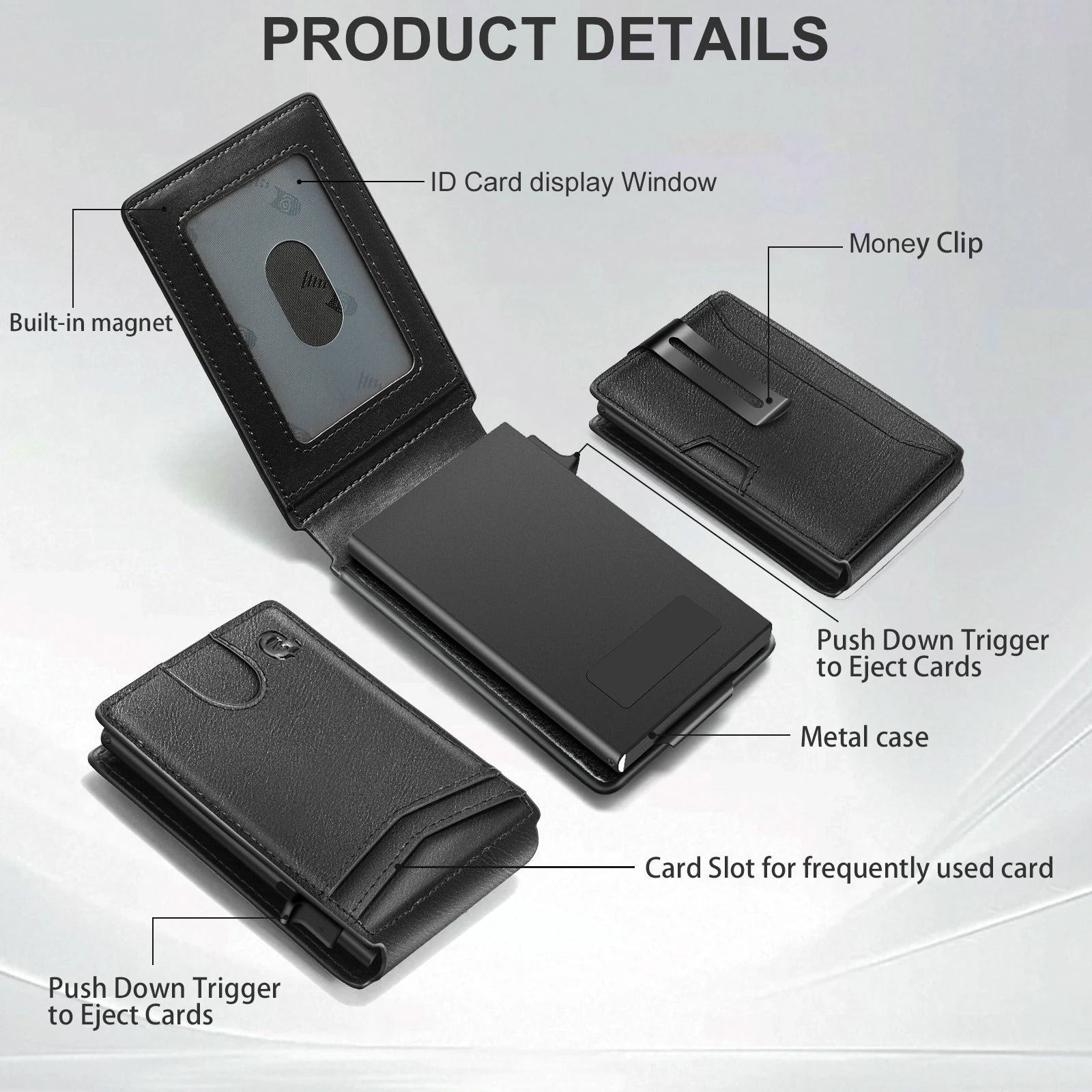 Men New Wallet with Money Clip Carbon Card Wallet Slim Wallet magsafe cüzdan metal Gift Box Christmas Gift Men  Gift  Mens Gift