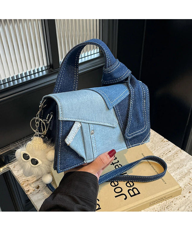 Denim Mini Crossbody Bag Shoulder Bag Handbag  Adjustable Strap Magnetic Buckle Stylish