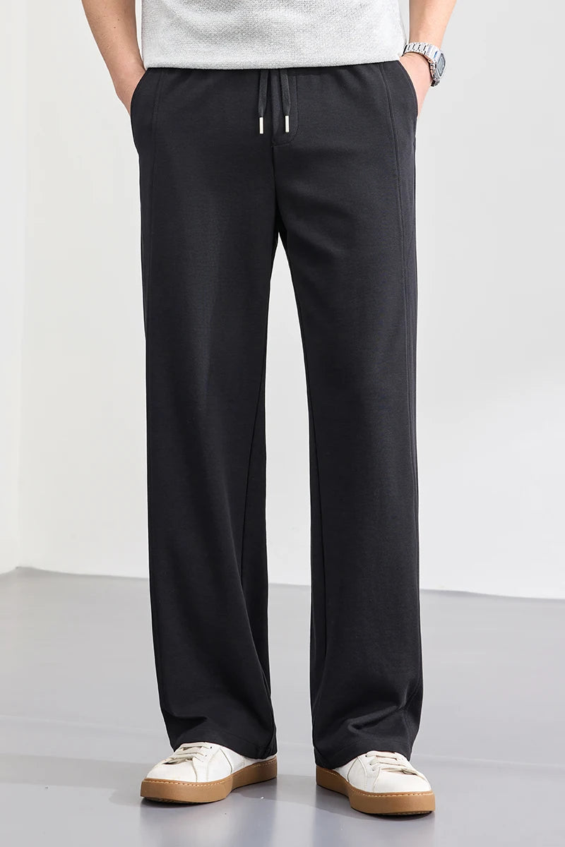 Lyocell Cotton Men's Casual Pants Breathable Straight Leg Loose Fit Elastic Waist Ice Silk Quick Dry Trousers Spring Summer 2026