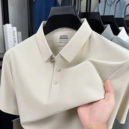 Men's Seamless Polo Shirt - Breathable Nylon-Spandex Blend, Reinforced Collar & Matching Buttons (12 Colors, M-4XL)