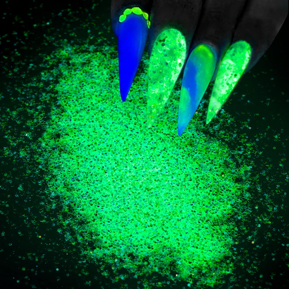 50g/Bag Halloween Luminous Nail Glitter Sequins Glow-In-Dark Phosphor Nail Flakes LongLasting Fluorescent Manicure Sequins 12.25