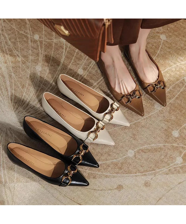 Flat Shoes Women's Spring New Pointed Metal Buckle