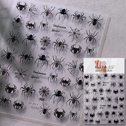 5D Skeleton Bat Halloween Nail Art Stickers y2k Black Bat White Skull Adhesive Emobossed Nail Decorative Decals Halloween Slider