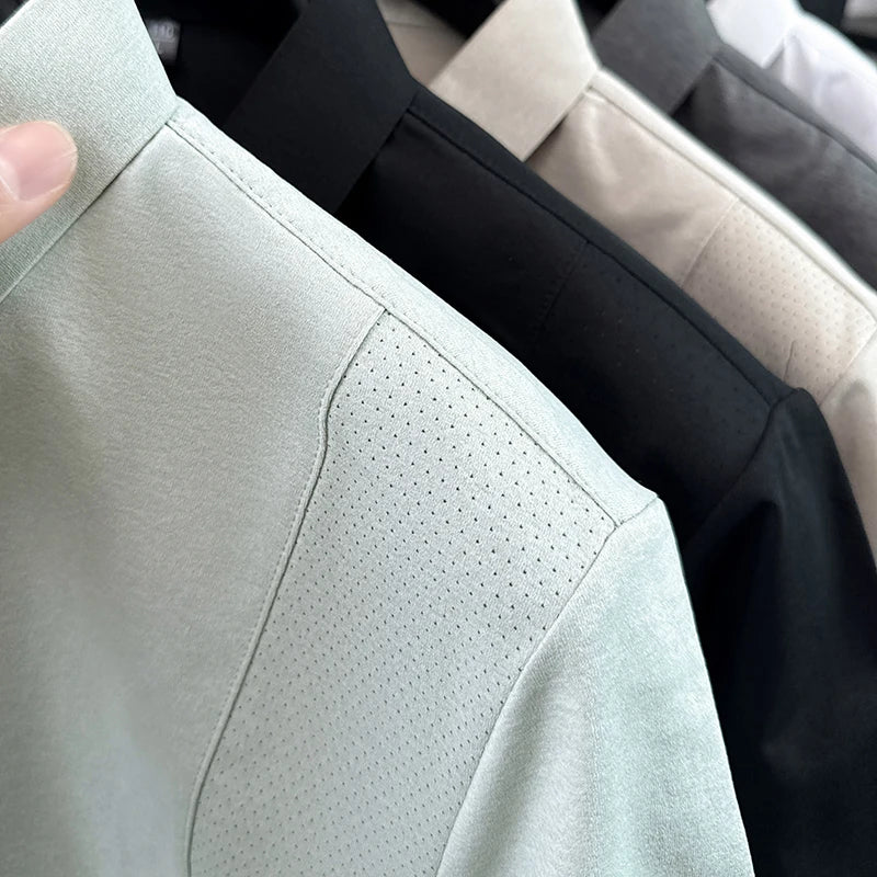 Luxury Men Summer New Short-Sleeved Polo Shirt Lapel Button Solid Color Letter Print Comfortable Ventilate Fashion Men'sClothing