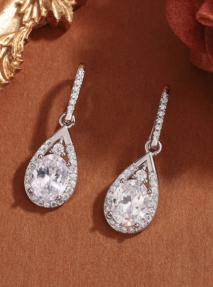 KissIcon 925 Silver Plated Pendant Earrings - Shiny Zircon