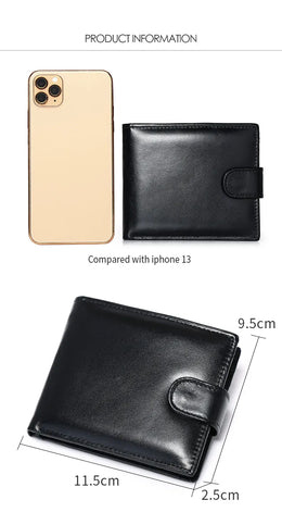Leather Mens Wallet with Coin Pocket Genuine Leather Wallet for Men Short Style