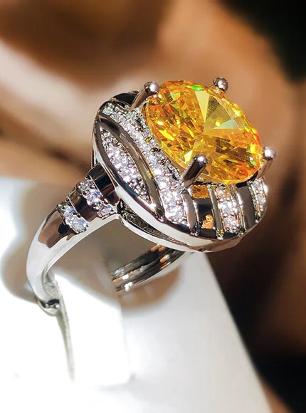 KissIcon Flashy Ring for Women - Adjustable Yellow Zircon