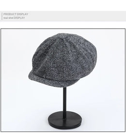 Men's Tweed British Newsboy Hat Herringbone Gatsby Hat Street Hats Octagonal Brim Hat Four Seasons Hip Hop Beret Painter Hat