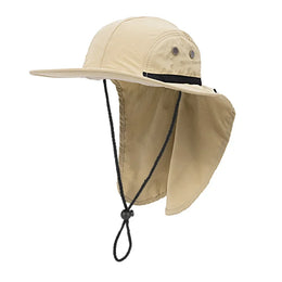 Unisex Sun Hiking Bucket Hat Wide Brim Safari Hats UV Sun Protection Cap with Neck Flap Fishing Adventuring Gardening Beach Caps