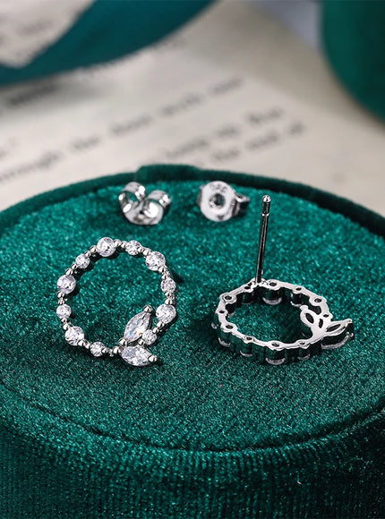 Korean Earrings Simple Silver Simple Geometric Round Garland AAAA Zircon Earrings Fashion 925 Silver Jewelry Christmas Gift