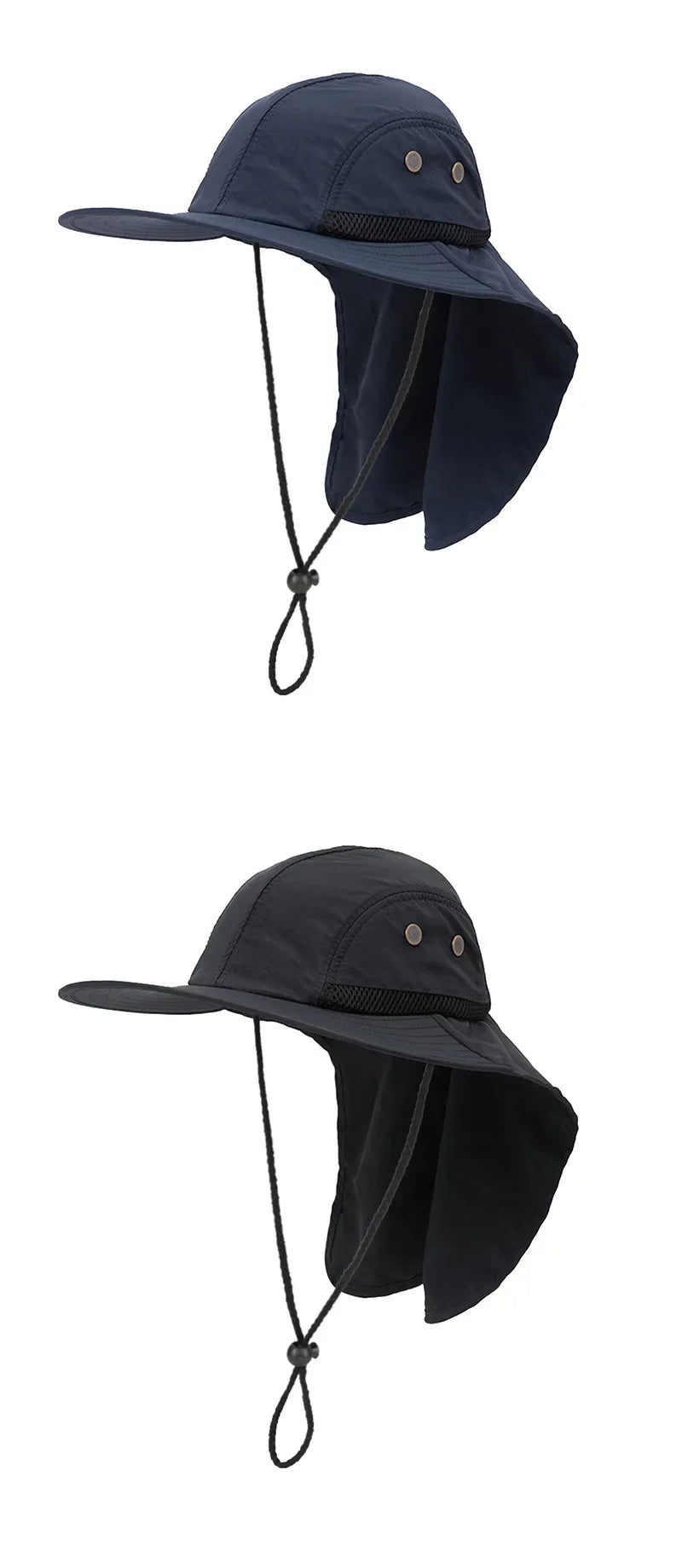 Unisex Sun Hiking Bucket Hat Wide Brim Safari Hats UV Sun Protection Cap with Neck Flap Fishing Adventuring Gardening Beach Caps