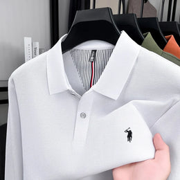 100% cotton spring and autumn new men's long sleeved casual comfortable fashion brand polo shirt exquisite pony embroidery top