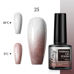 Halloween Theme Glitter Heat Nail Polish, Temperature Changing Color Removable UV LED Glitter Gel Polish, Mood Changing Nail Pol