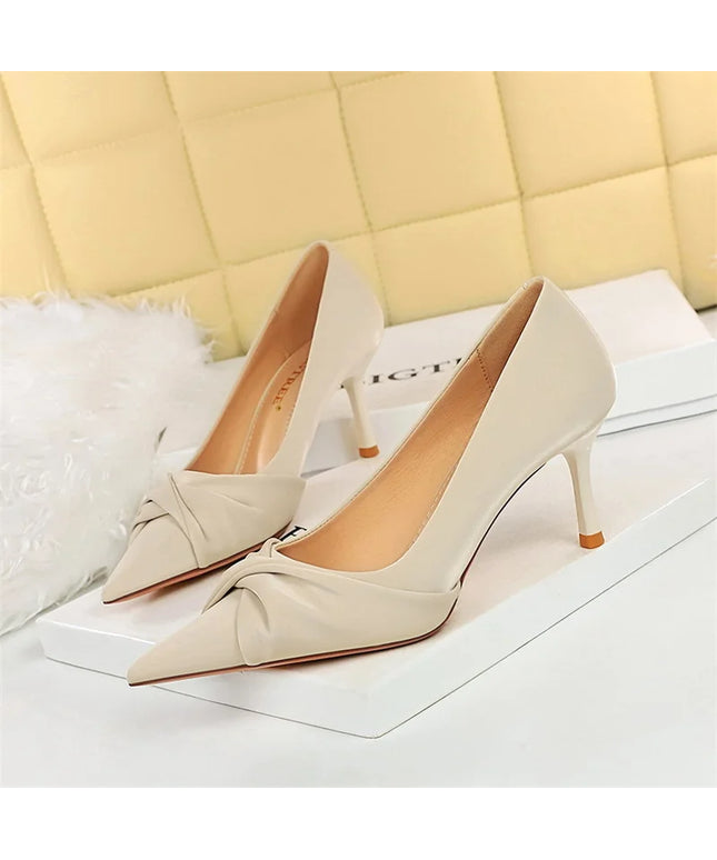 Women Luxury Suede Shallow Mouth Pointed Toe Thin