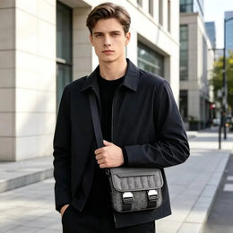 2026 New Men's Vintage Printed Crossbody Bag, Business Commuter Pu Leather Waterproof Shoulder Bag Storage Bag