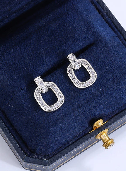 KissIcon Silver Plated Stud Earrings Zircon - Sparkly