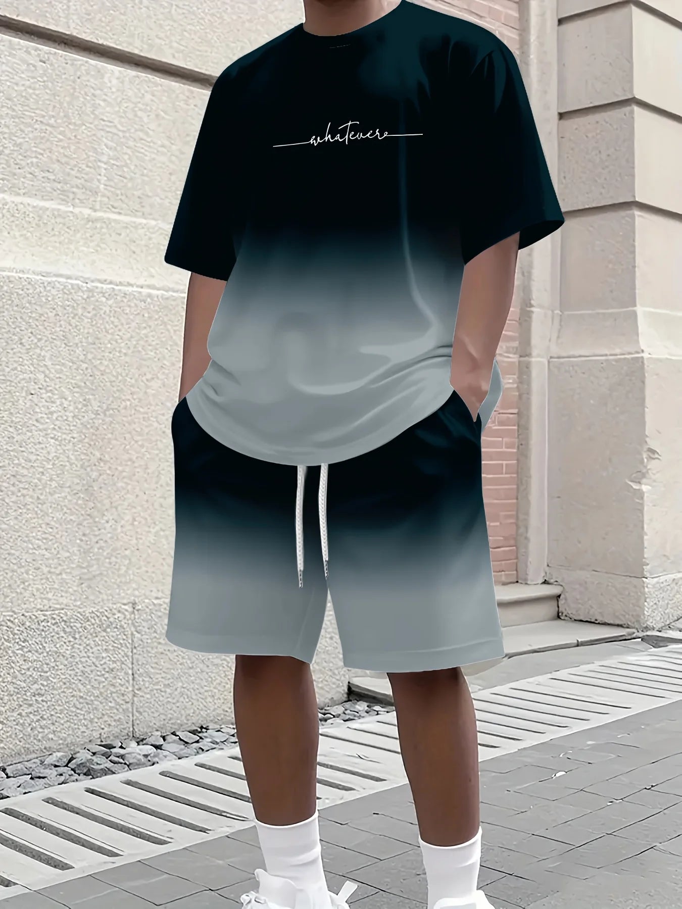 Summer Casual Men's T-Shirt and Shorts Set 2026 Sportswear Set Plus Size Short-Sleeve T-Shirt Drawstring Pocket Shorts Set