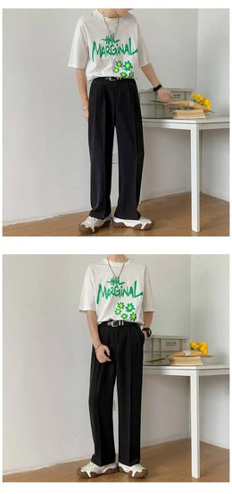 Brown Black Suit Pants Men Slim Fit Fashion Social Mens Dress Pants Korean Casual Straight Pants Mens Office Formal Trousers