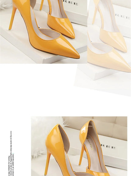 Candy Color Patent Leather Shallow Mouth Pointed Toe
