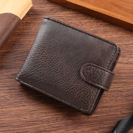 Casual Wallet For Men Leather Short Hasp Man Wallets Durable Coin Pouch Male Slim Bifold Photo ID Card Holders Purse Money Clip