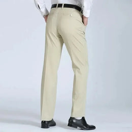 Mens 100% Cotton Summer Thin Autumn Thick Trousers Fashion Brand Cargo Pants Smart Casual Solid Khaki Black Suit Pant GOZBKF