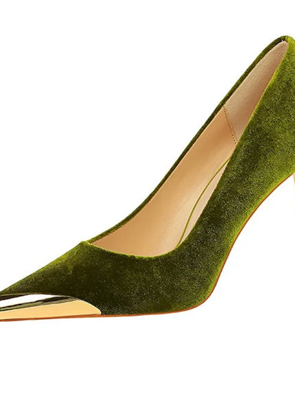 Women Fashion Comfort Suede High Heels Green Burgundy