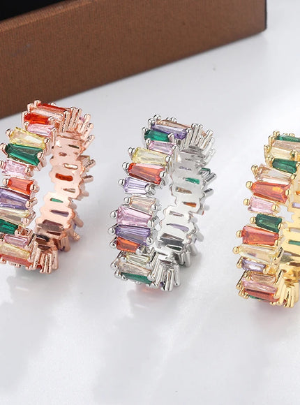 KissIcon 2024 Ring Golden Silver Zircon Bridal Gift - Shine