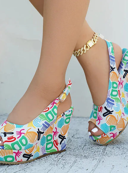 Print Decor Super High Heels Sandals for Women