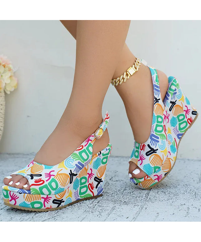 Print Decor Super High Heels Sandals for Women