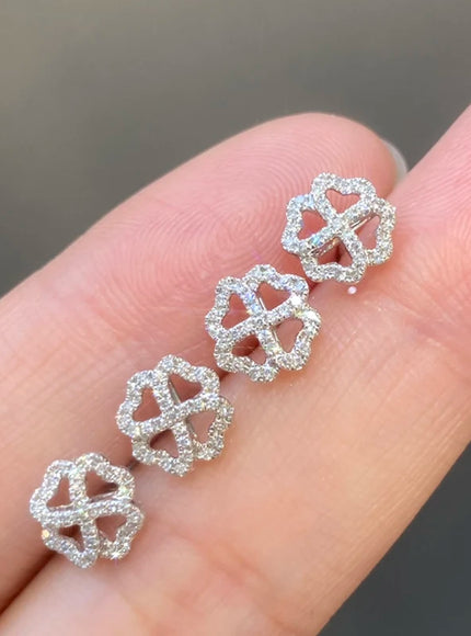 KissIcon 925 Silver Plated Earrings Clover Zircon - Luck