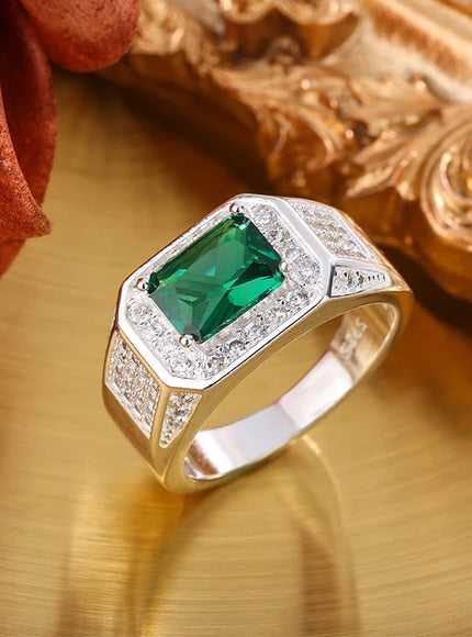 KissIcon Unisex Classic Green CZ Ring - Perfect Gift