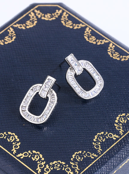 KissIcon 925 Silver Zircon Geometric Earrings - Party Ready
