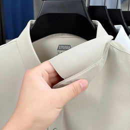Men's Seamless Polo Shirt - Breathable Nylon-Spandex Blend, Reinforced Collar & Matching Buttons (12 Colors, M-4XL)