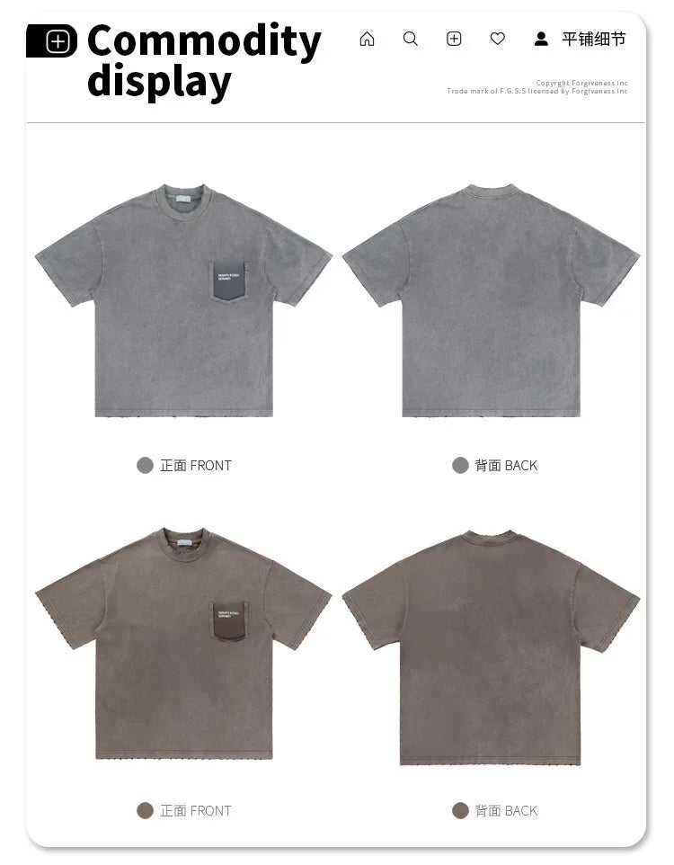 2044ss Summer Men T Shirts Women Unisex Streetwear Tee Retro Casual Cotton Embroidered T shirt Tee Gray